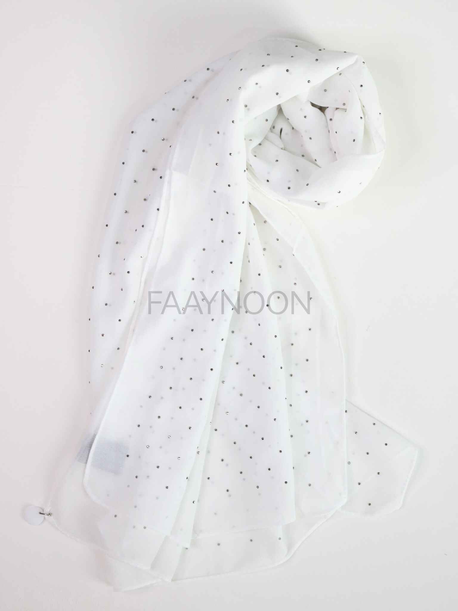 Rhinestone Chiffon - White