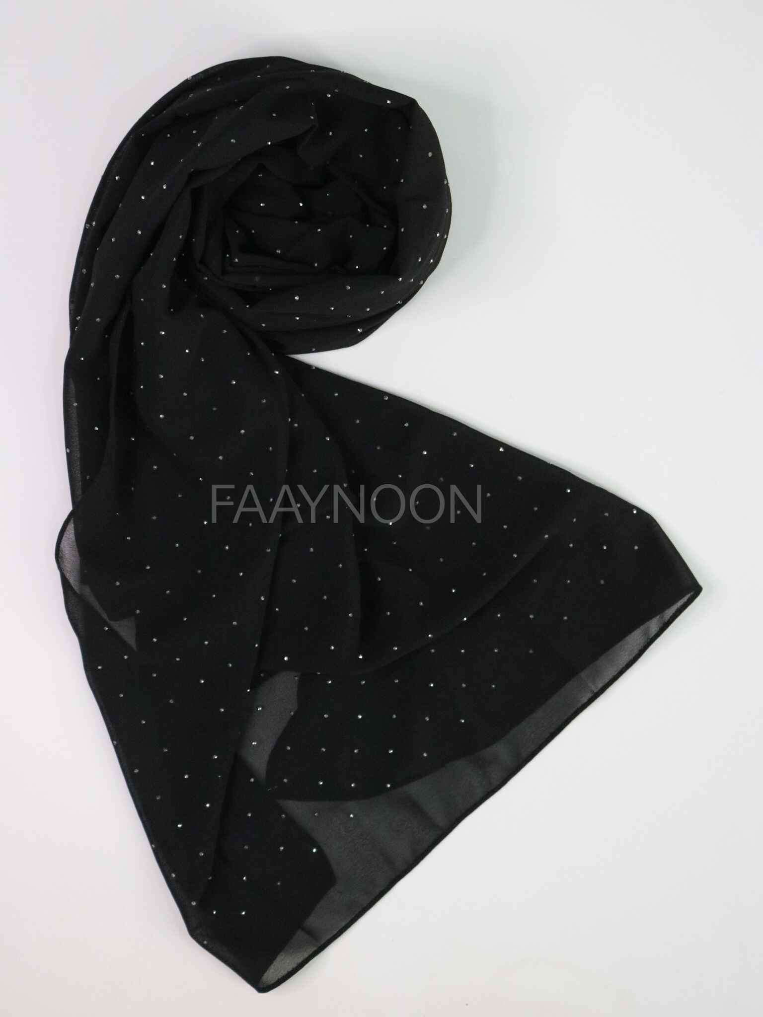 Rhinestone Chiffon - Black