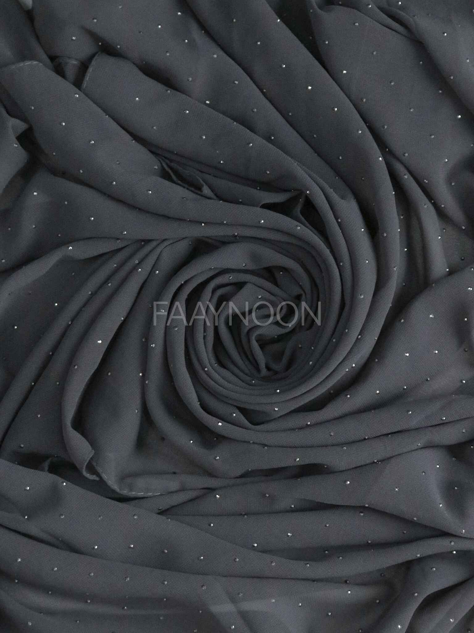 Rhinestone Chiffon - Charcoal