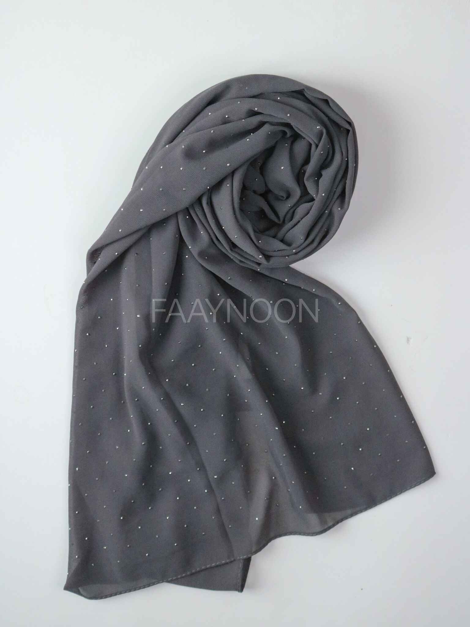 Rhinestone Chiffon - Charcoal