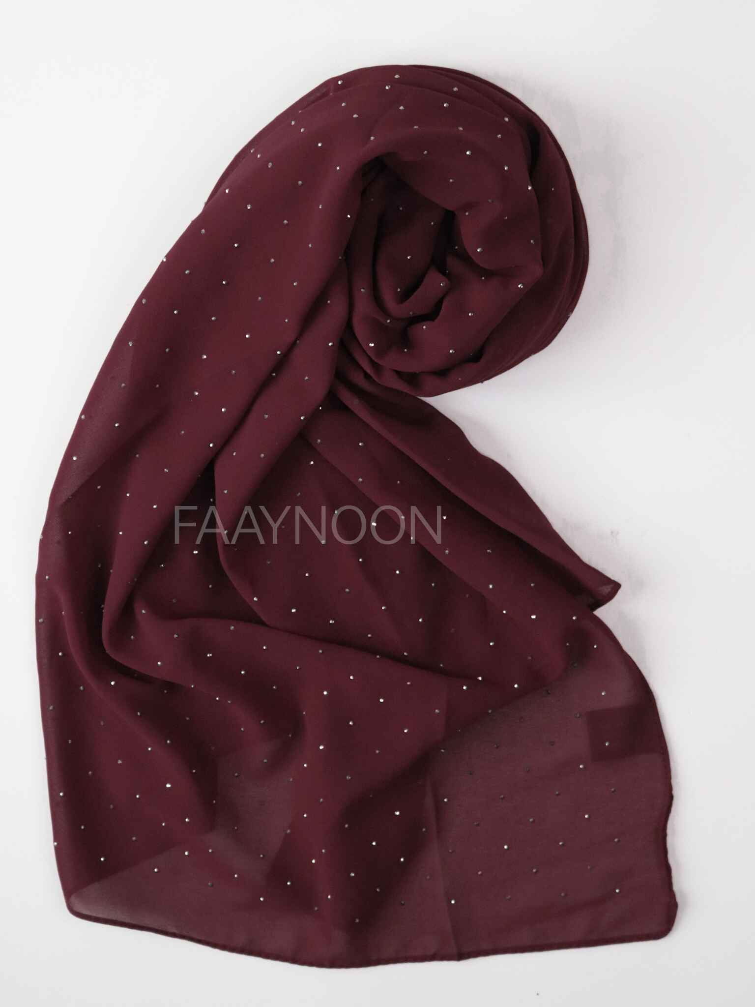 Rhinestone Chiffon - Maroon