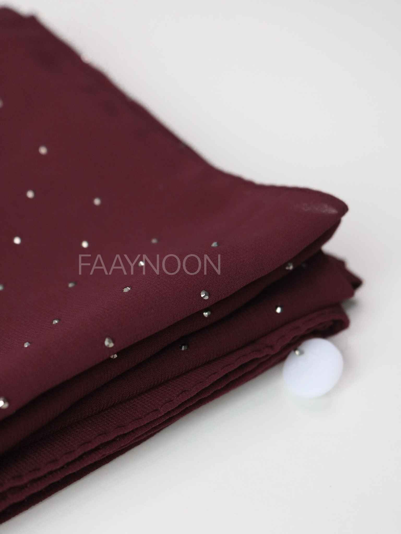 Rhinestone Chiffon - Maroon