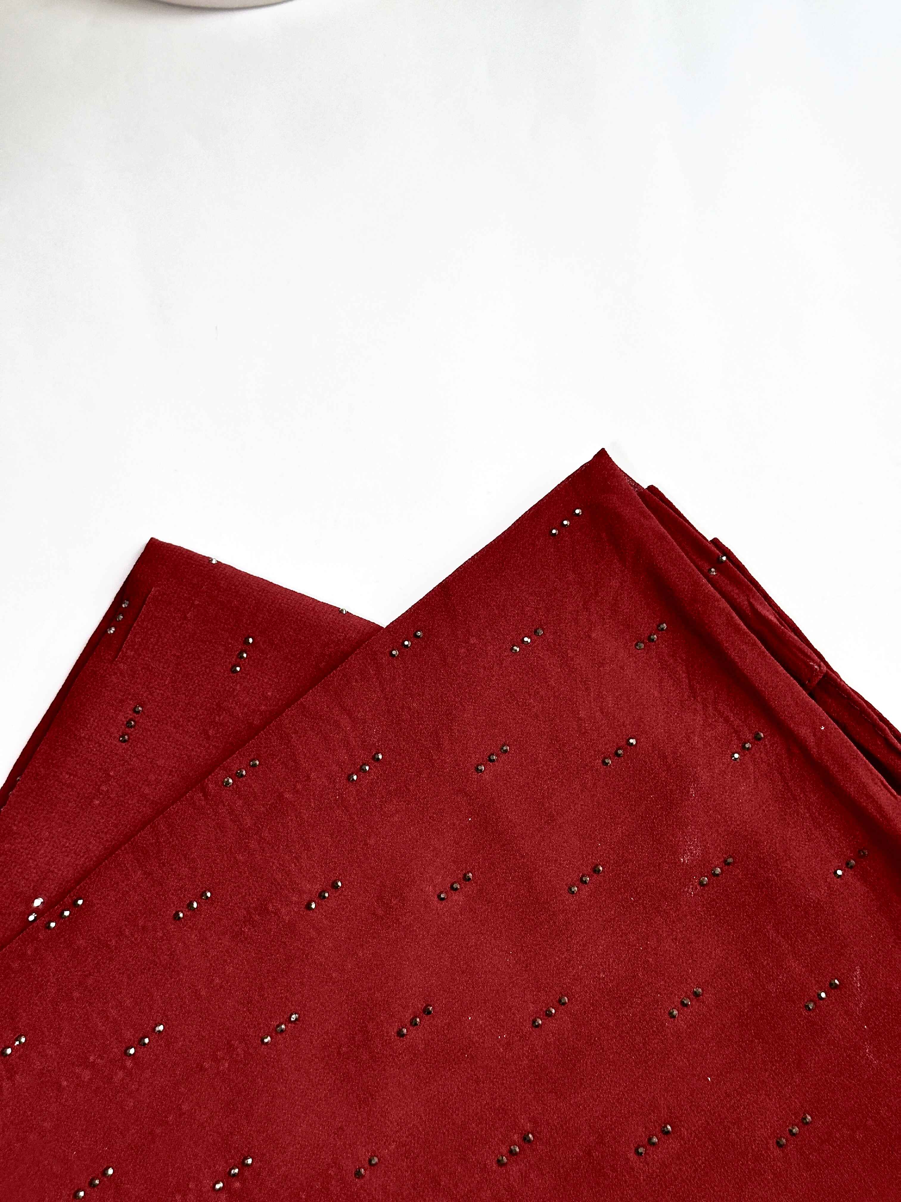 Rhinestone Dotted Chiffon - Maroon