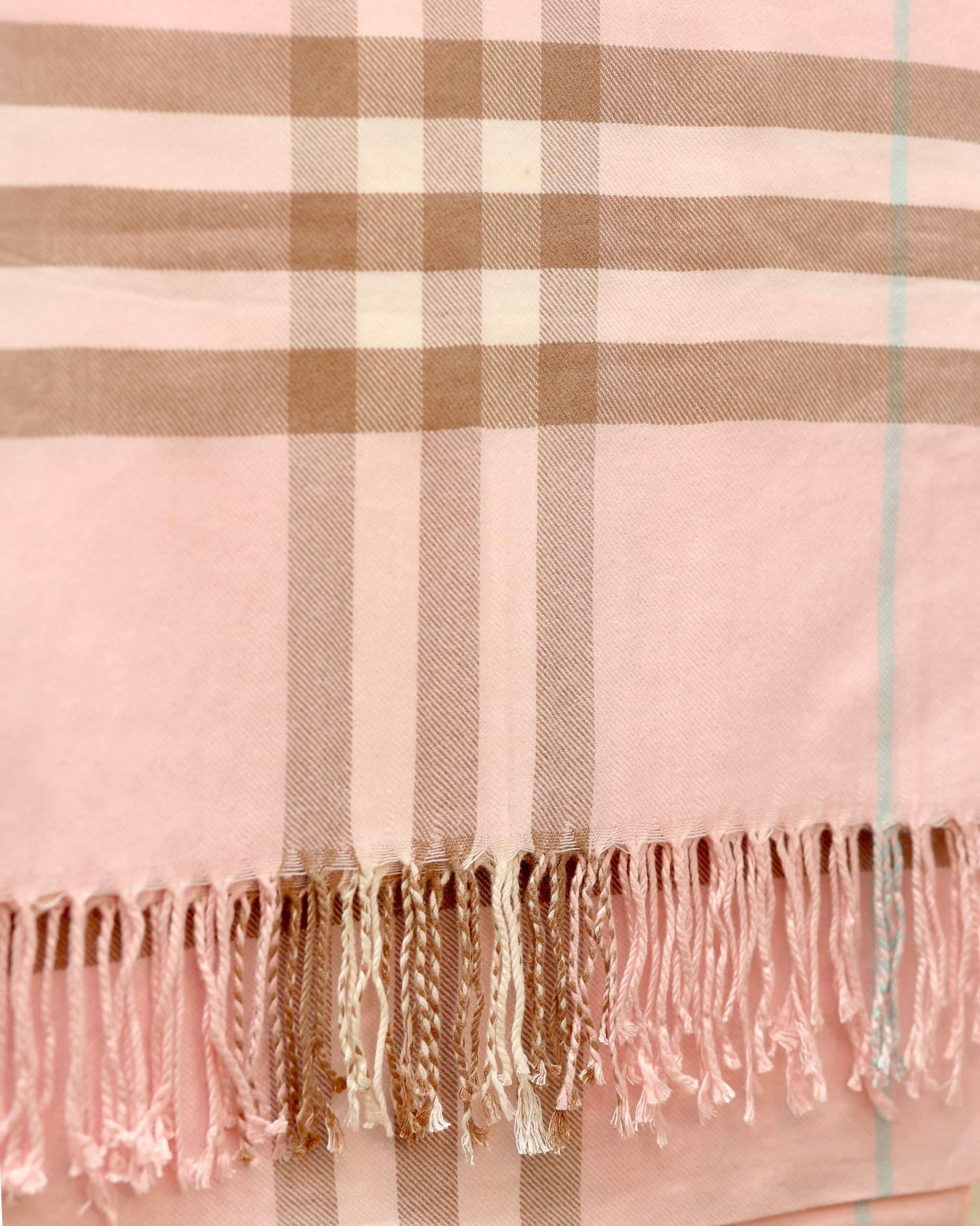 Pink Checkered Cashmere Shawl/Scarf