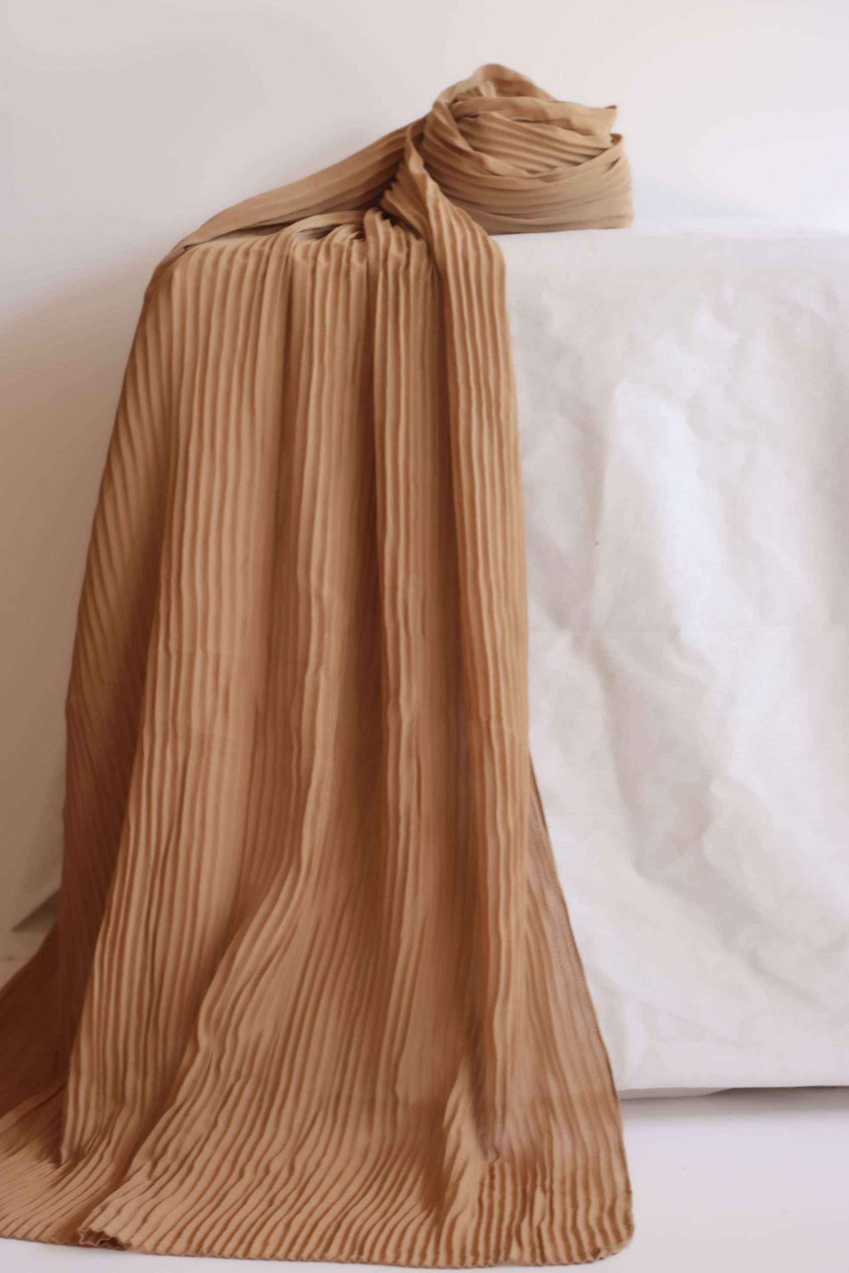 Pleated Khaki Chiffon Georgette