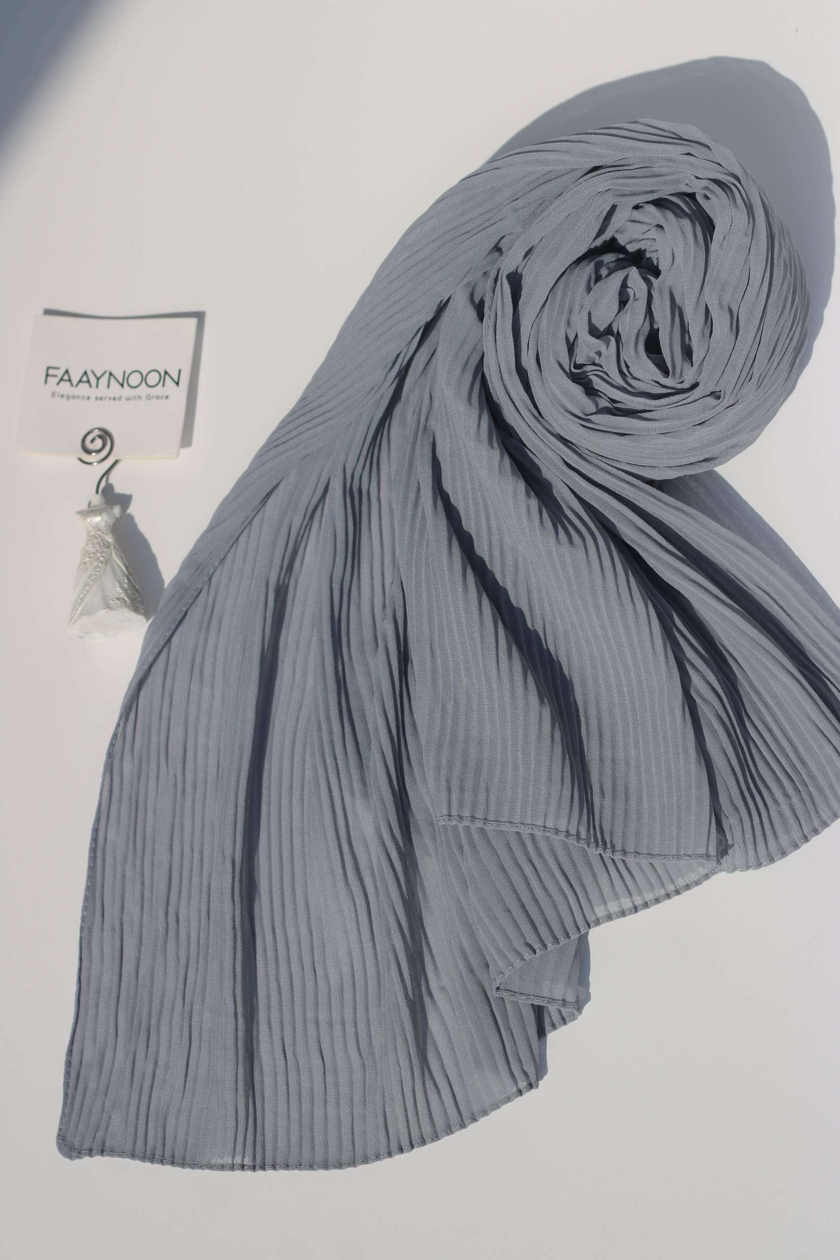 Pleated Grey Chiffon Georgette