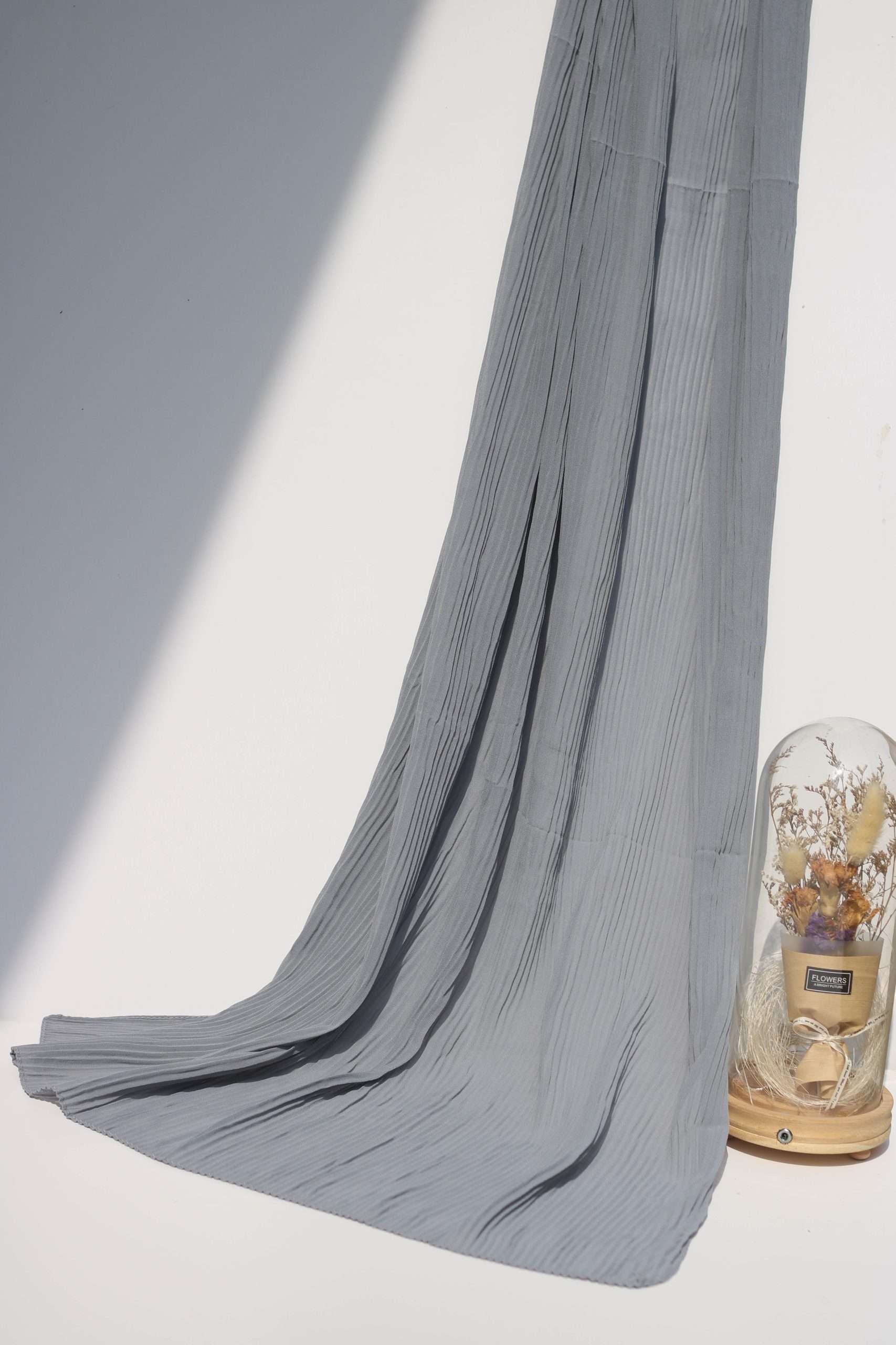 Pleated Grey Chiffon Georgette