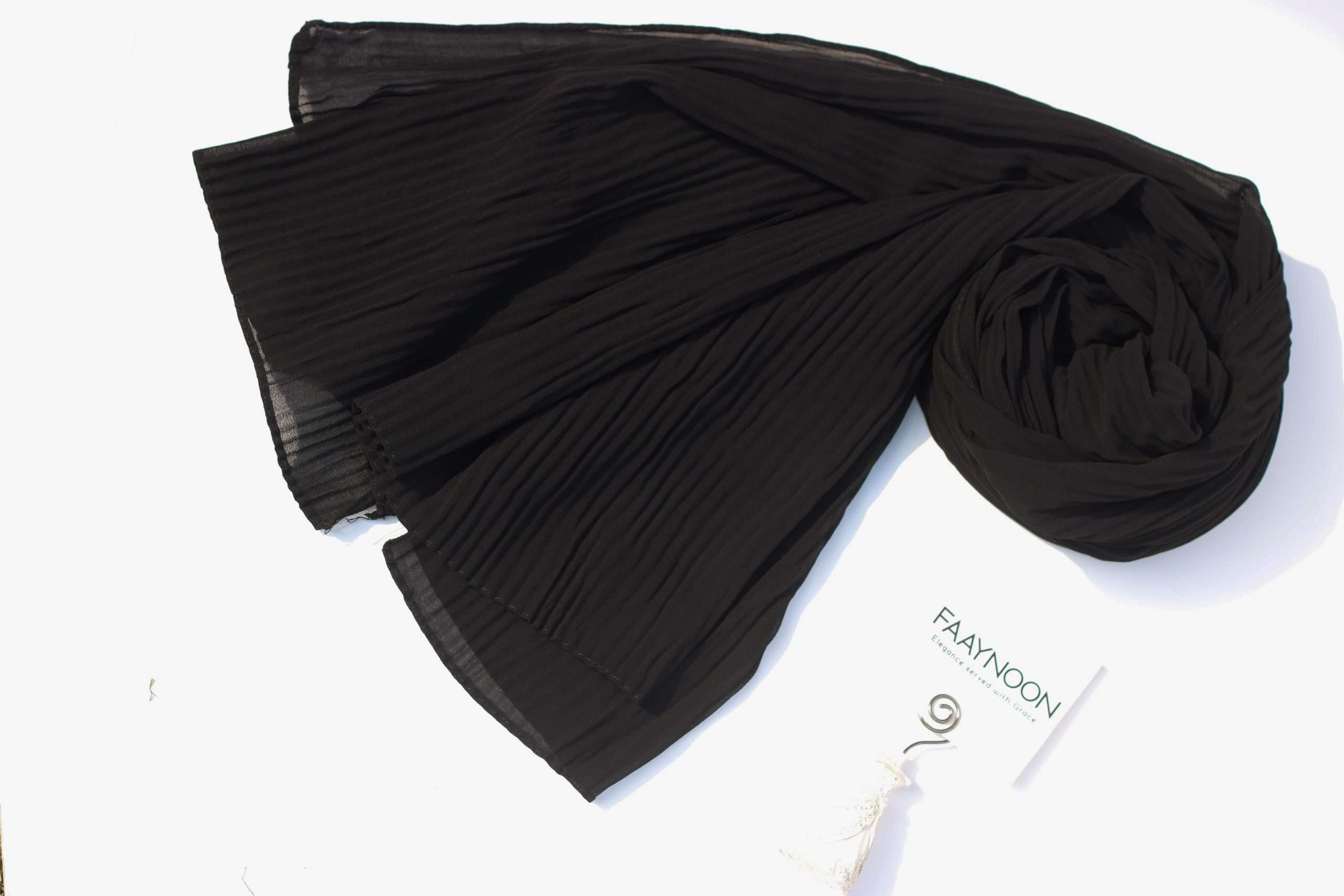 Pleated Black Chiffon Georgette