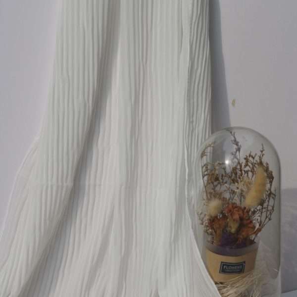 Pleated White Chiffon Georgette