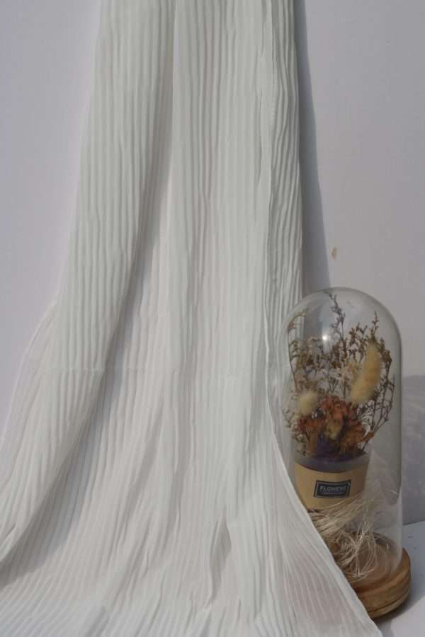 Pleated White Chiffon Georgette