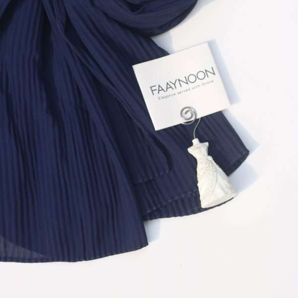 Pleated Navy Blue Chiffon Georgette