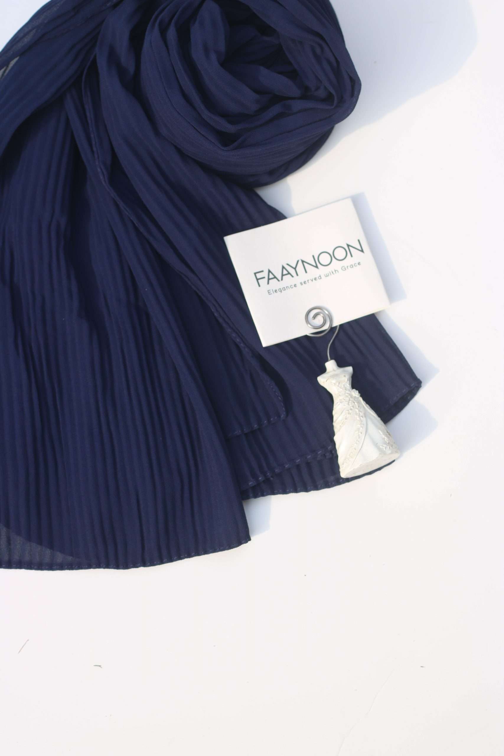 Pleated Navy Blue Chiffon Georgette