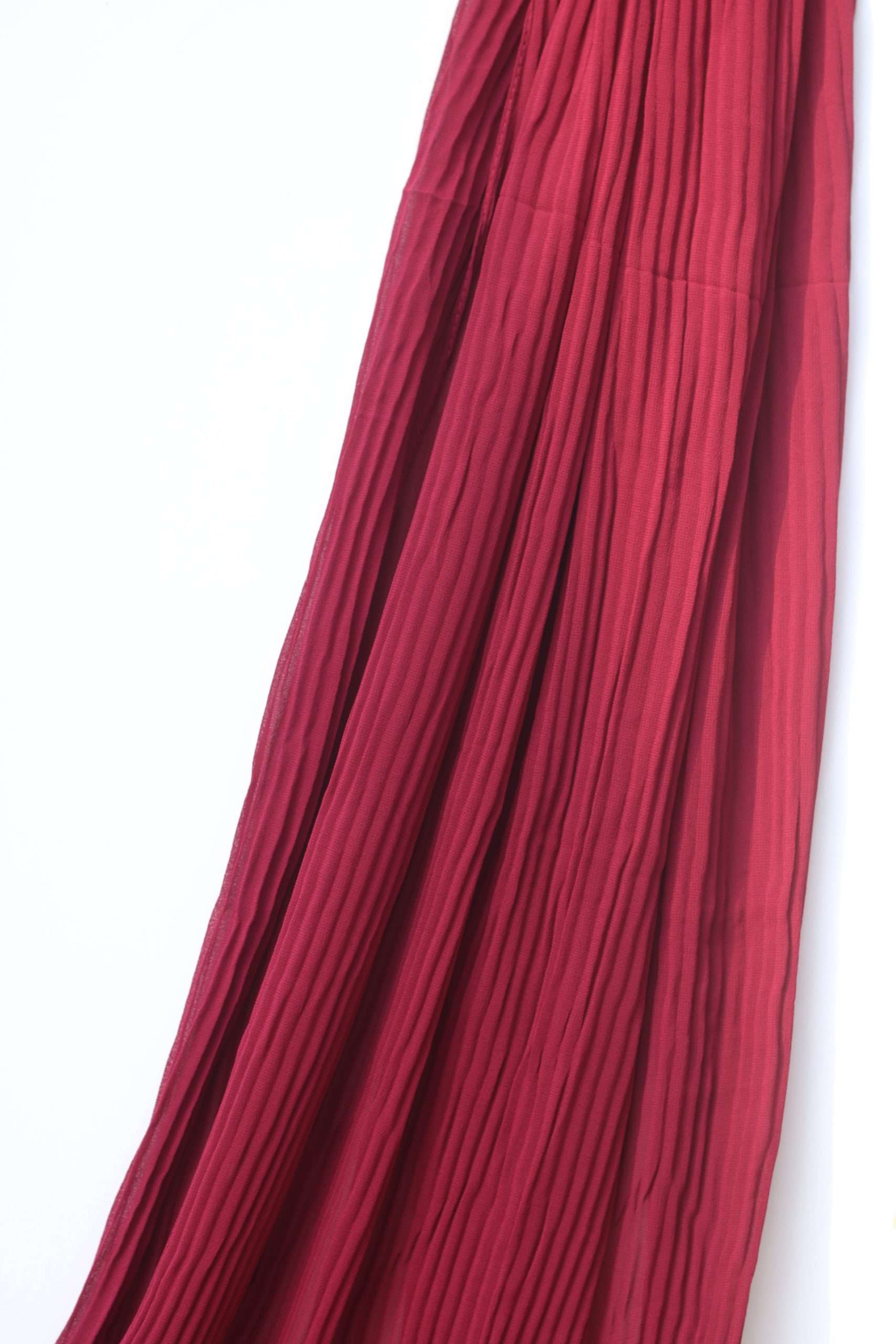 Pleated Maroon Chiffon Georgette