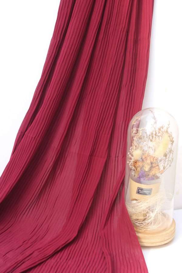 Pleated Maroon Chiffon Georgette