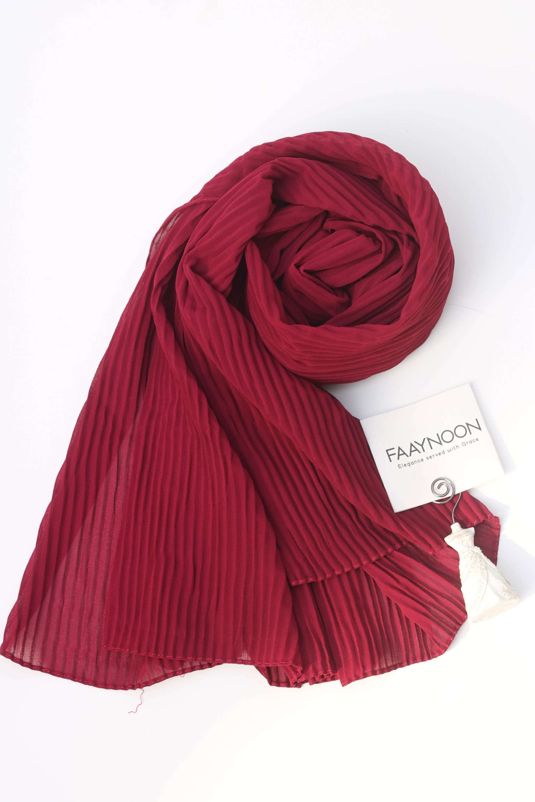 Pleated Maroon Chiffon Georgette