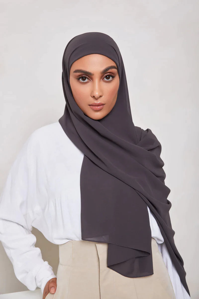 Luxury Chiffon Georgette-Charcoal