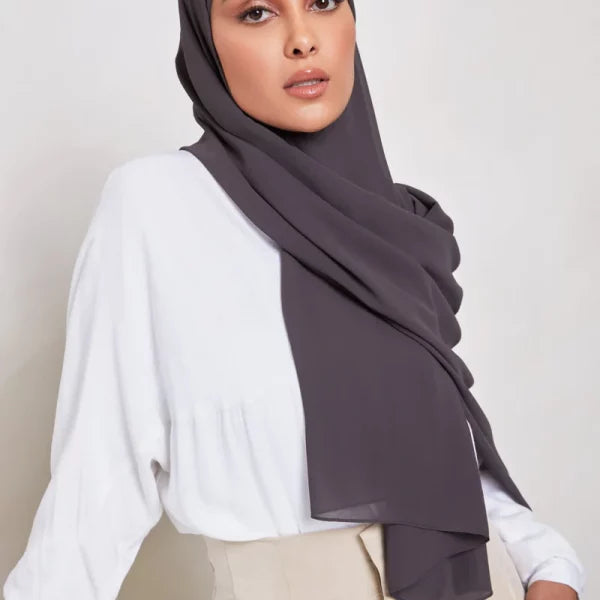 Luxury Chiffon Georgette-Charcoal