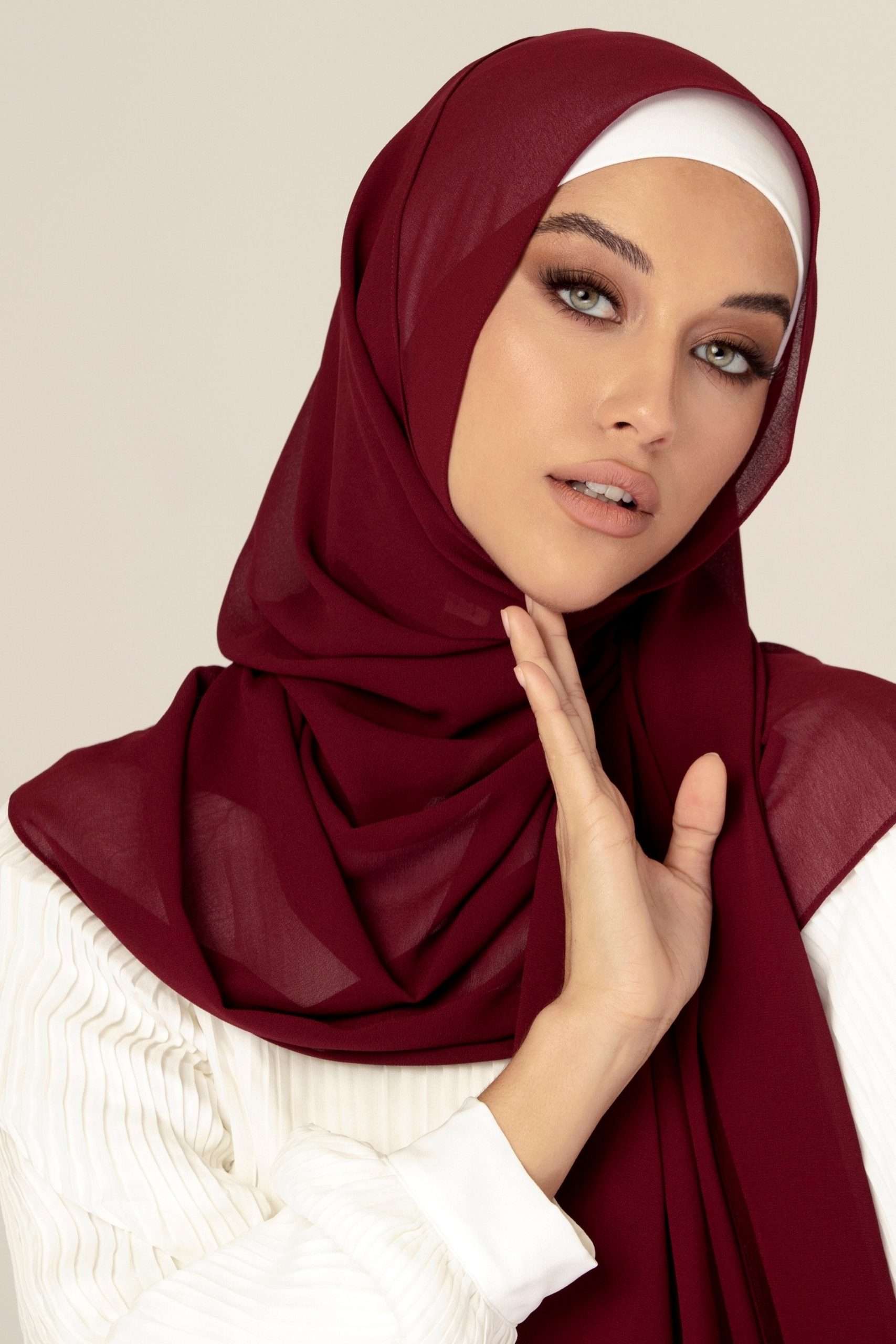 Luxury Chiffon Georgette Burgundy Maroon