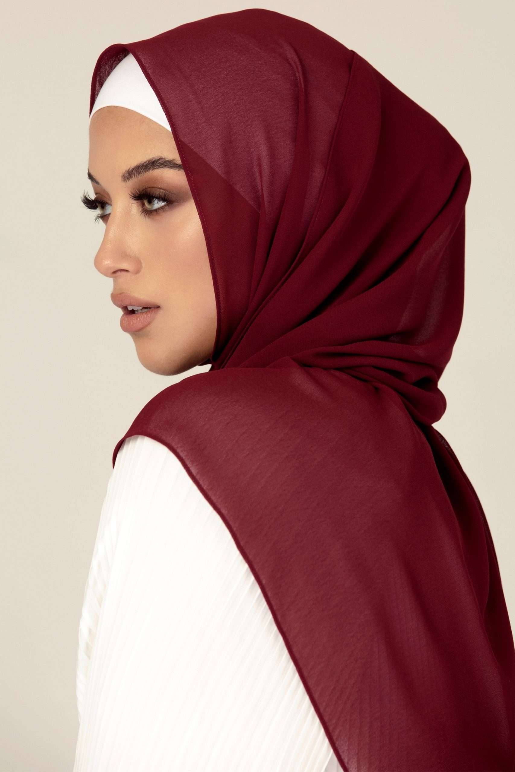 Luxury Chiffon Georgette Burgundy Maroon