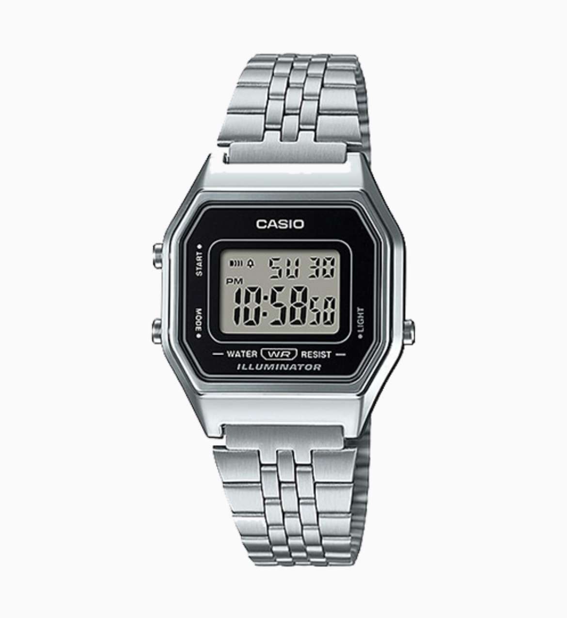 Casio Ladies Mid-Size Silver Tone Digital Retro Watch LA-680WA-1DF