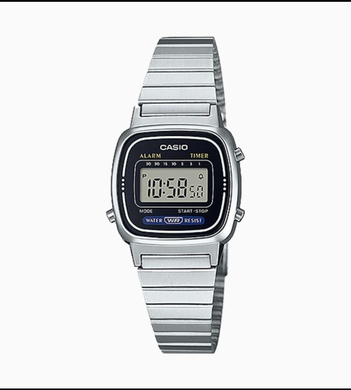 Casio Ladies Silver Tone Digital Retro Watch LA670WD-1DF