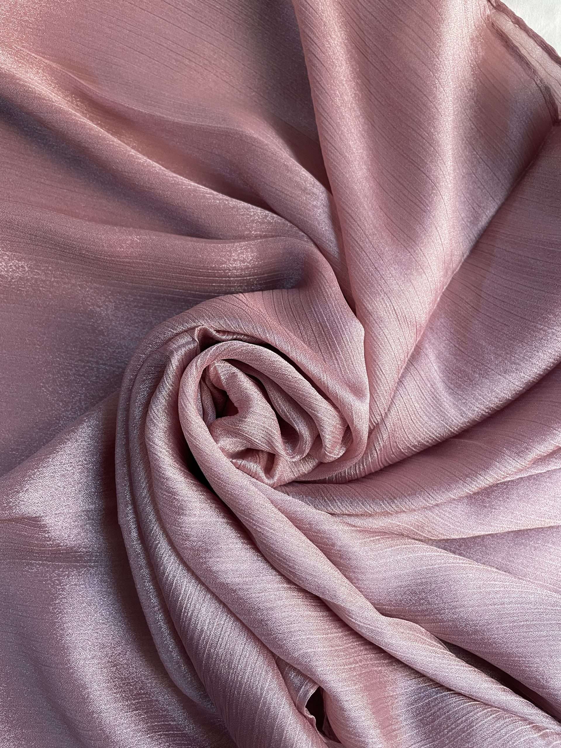 Mauve Pink Crinkle Silk