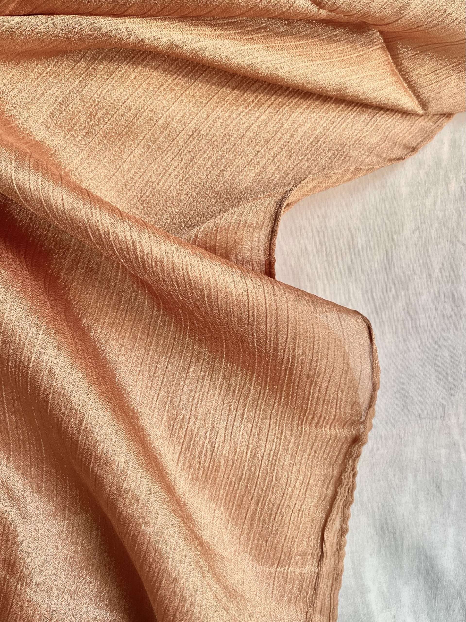 Peachy Gold Crinkle Silk